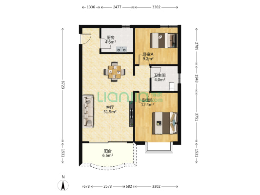 时代绿苑一期 2室1厅1卫 82平方