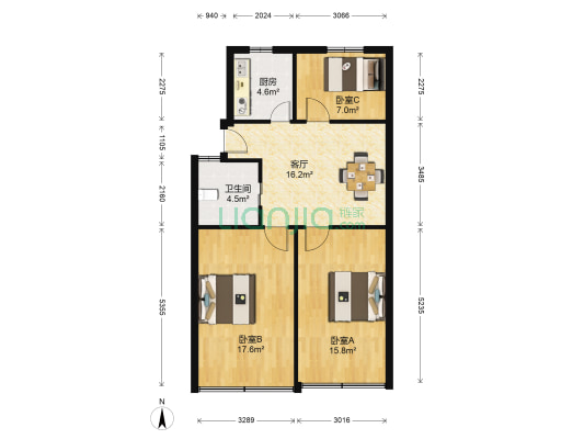 世南西路220号 3室1厅1卫 84平方