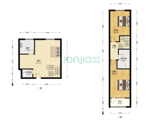 康复前街59号 2室1厅2卫 118平方