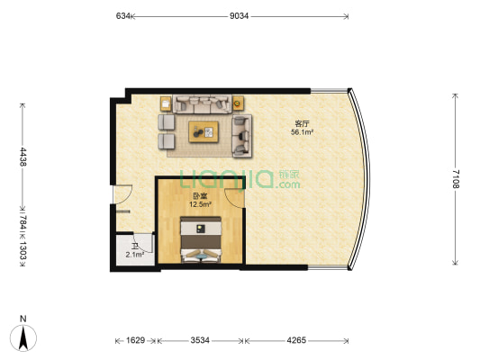 南湖翠苑 1室1厅1卫 45平方