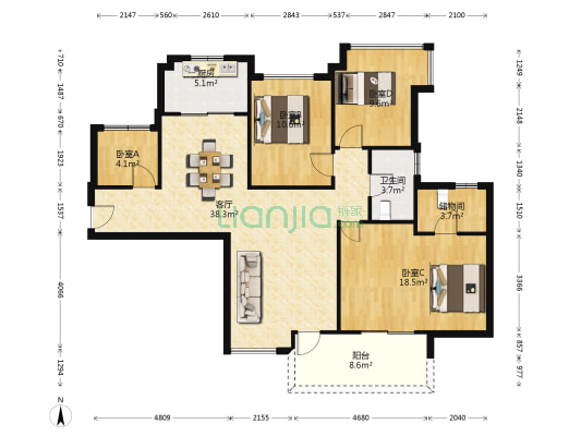 懿品嘉园 4室1厅1卫 118平方