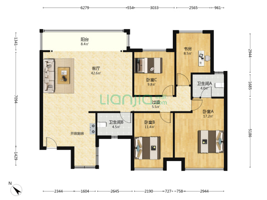 西郡府邸 4室1厅2卫 135平方