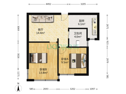 荷风华庭 2室1厅1卫 64平方