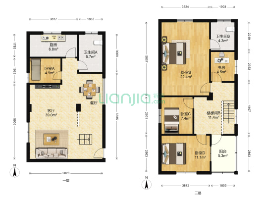 盾华住宅楼 5室1厅2卫 161平方