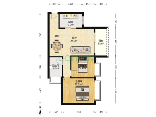 天庆晋海岸 2室1厅1卫 75平方