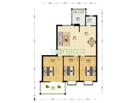 省四监狱生活西区 3室2厅1卫 120平方