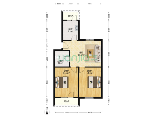 兴华园 2室1厅1卫 77平方