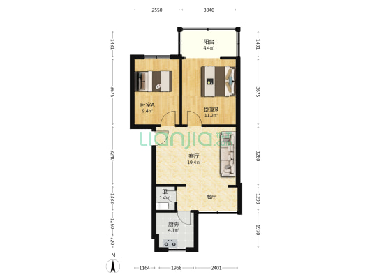 诗书路34号 2室1厅1卫 51平方