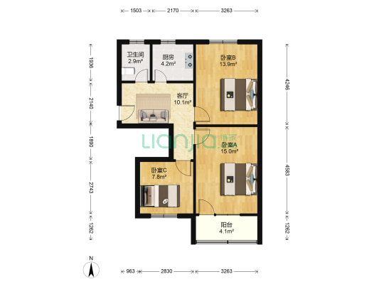 十三亩头 3室1厅1卫 67平方