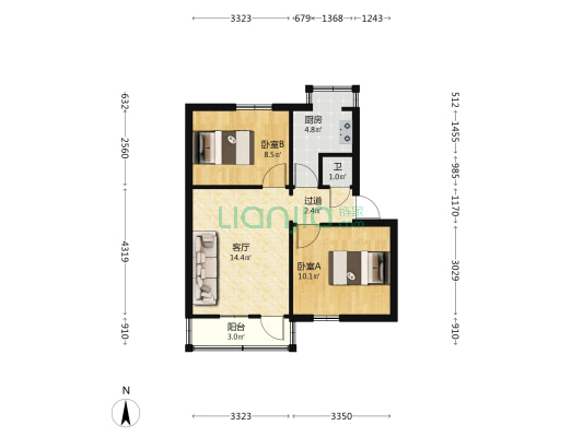 货站北街36号 2室1厅1卫 55平方