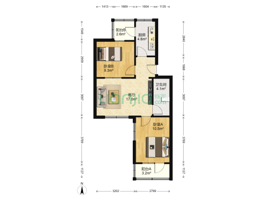 银燕小区(燕郊) 2室1厅1卫 63平方