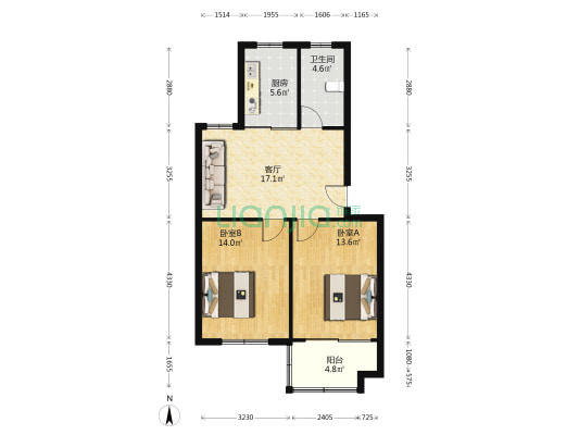 长宁苑六区 2室1厅1卫 77平方