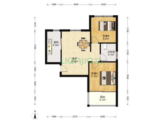 德欣城市嘉园 2室1厅1卫 84平方