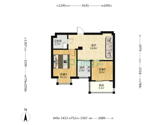 金立大厦 2室1厅1卫 60平方