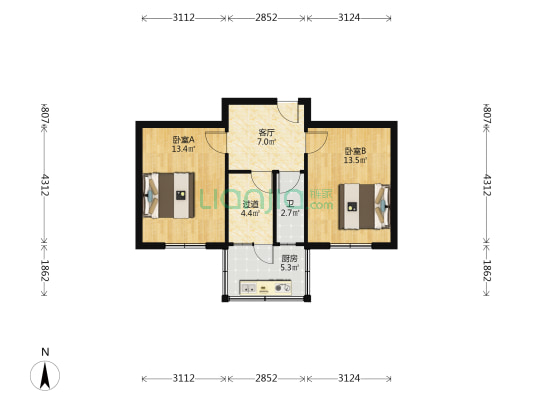 元南路燃料公司宿舍 2室1厅1卫 55平方