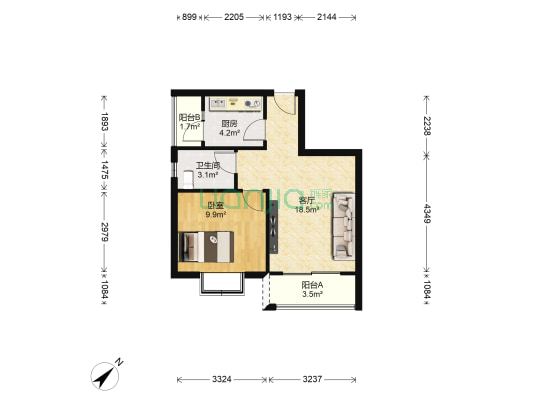 锦馨家园C区 1室1厅1卫 51平方