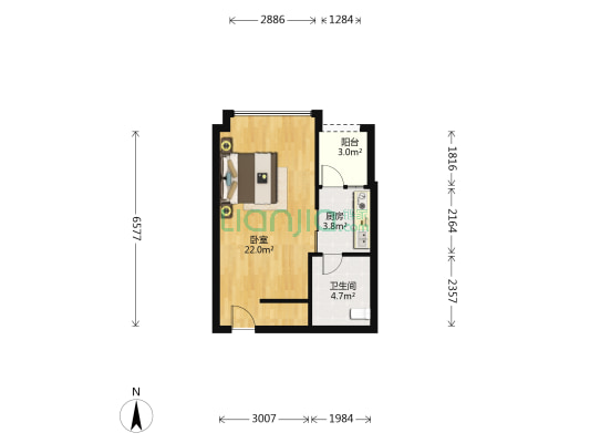保利花园二期 1室0厅1卫 43平方