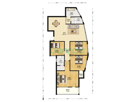 翠馨庭小区 4室1厅3卫 150平方