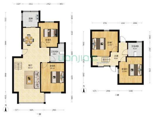 朗霞丹桂苑 4室1厅2卫 80平方