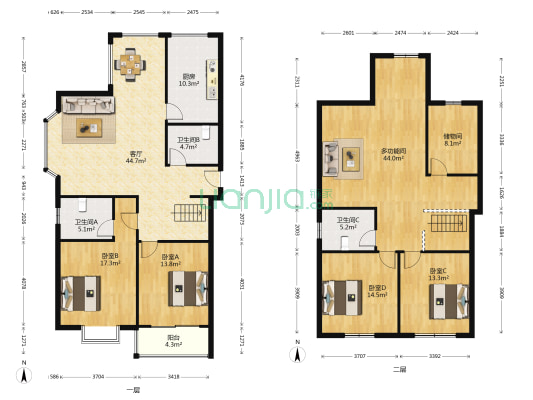 金海花园(崂山) 5室1厅3卫 119平方