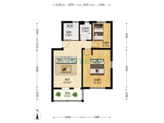 环城西路151号 2室1厅1卫 65平方