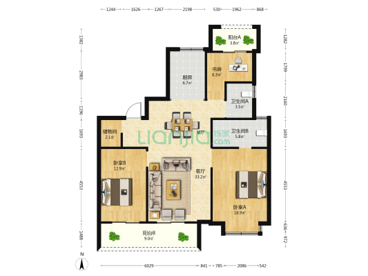 南平花苑 3室1厅2卫 129平方