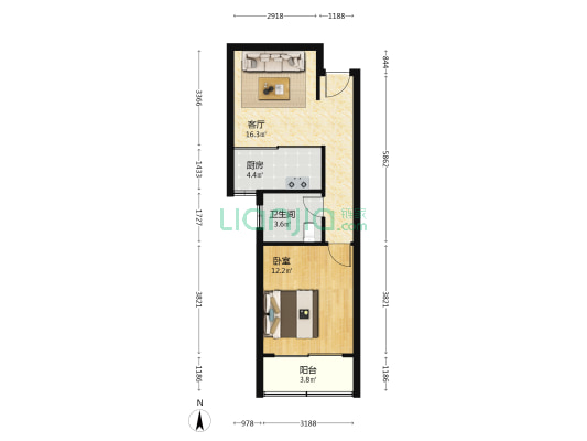 水岸人家 1室1厅1卫 56平方