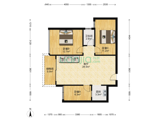 华晟豪庭 3室1厅1卫 84平方