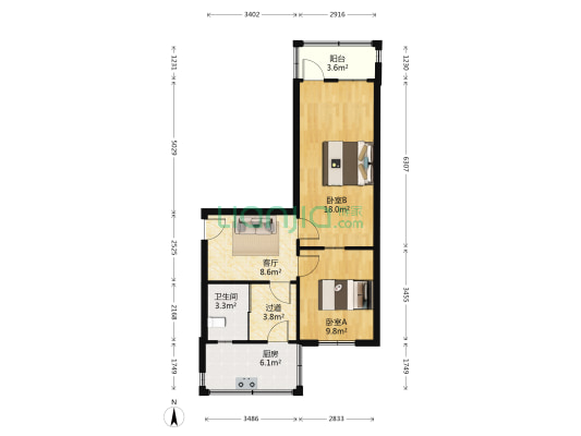 石建社区 2室1厅1卫 60平方