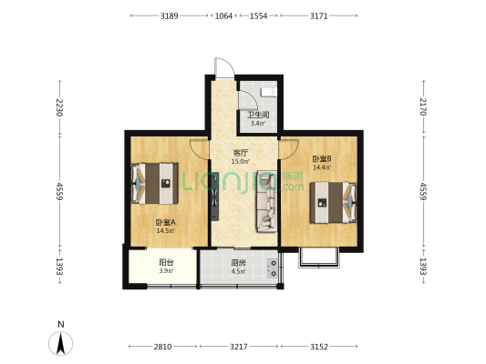 国税局宿舍 2室1厅1卫 65平方