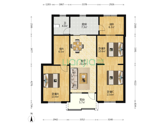 红旗四巷-五巷 3室1厅1卫 84平方