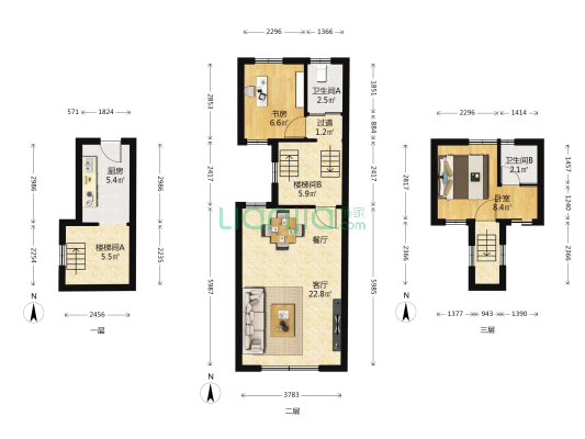 恒德里 2室1厅2卫 70平方