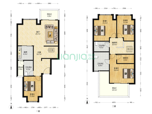 保利天空之城泊院南区 4室1厅3卫 176平方