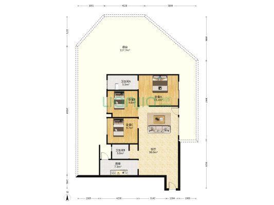 翡翠名邸 3室1厅2卫 112平方