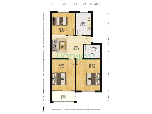 江山新村 3室1厅1卫 81平方