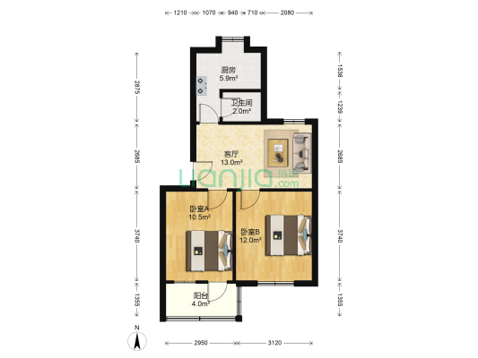 八一大道 2室1厅1卫 60平方