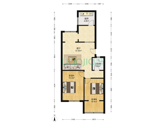 东怡园 2室1厅1卫 82平方