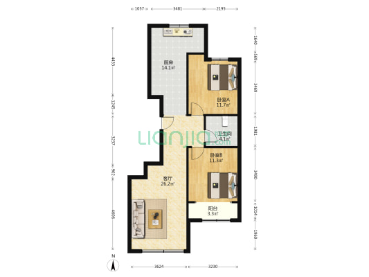 农商住宅小区 2室1厅1卫 100平方