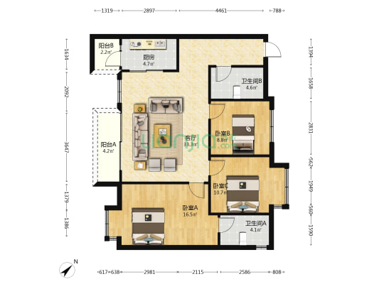 天府数智产业园 3室1厅2卫 110平方