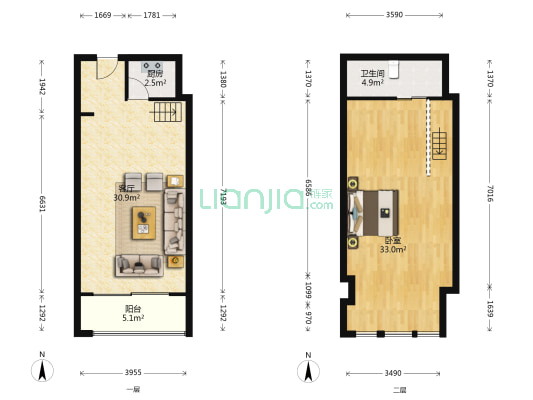 佳和广场 1室1厅1卫 52平方