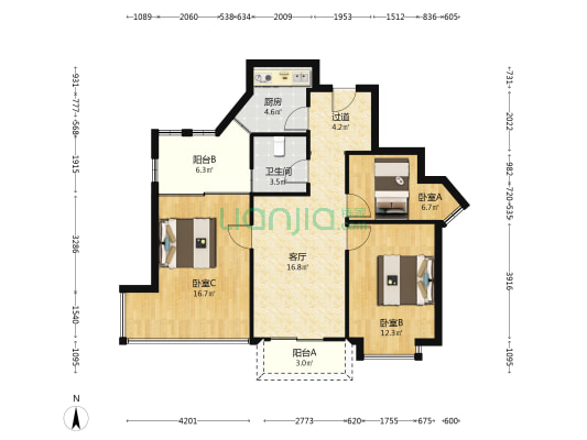 汇景台 3室1厅1卫 72平方