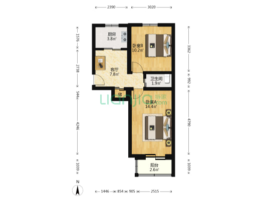 塔院胡同 2室1厅1卫 54平方