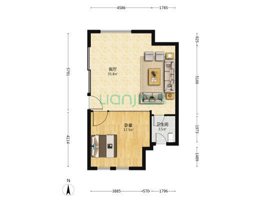 新世界创邸LOFT 1室1厅1卫 88平方