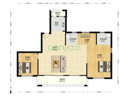 江南春晓 3室1厅2卫 139平方