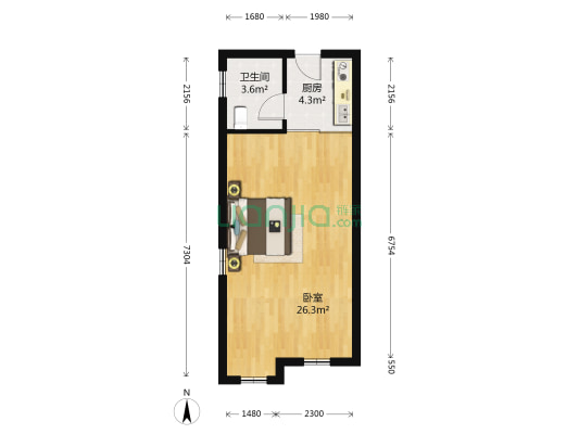 钱江方洲南区 1室0厅1卫 46平方