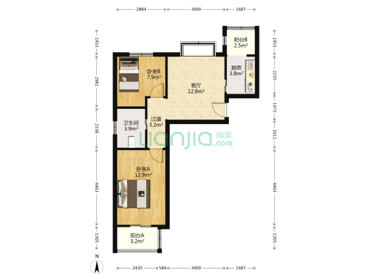 久轩家园 2室1厅1卫 66平方