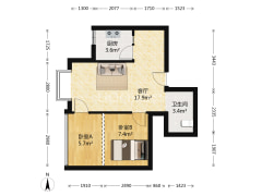 正规一室一厅，三轻轨，居住舒适-重庆海龙居户型图