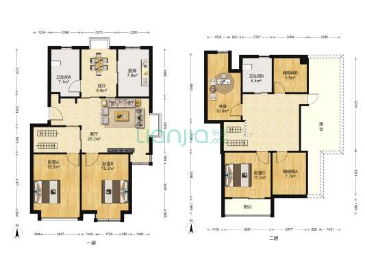 绿洲花园 4室2厅2卫 104平方