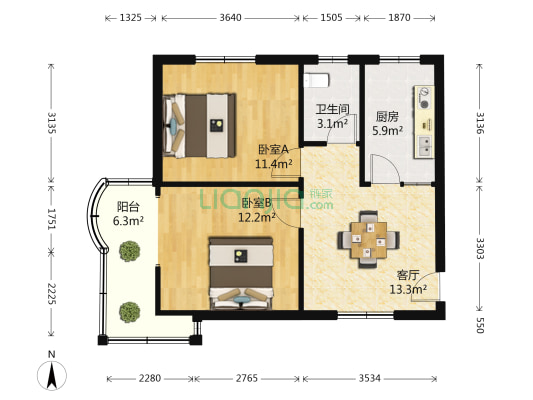 曙苑新村 2室1厅1卫 59平方