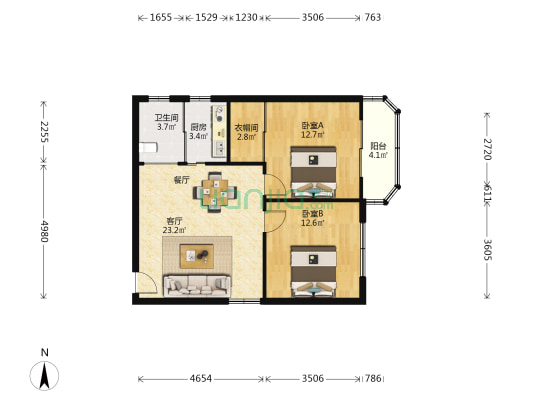 宏田小区 2室1厅1卫 74平方